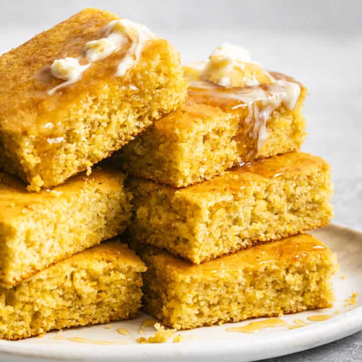 Stacked Gluten-Free Cornbread with Butter and Honey