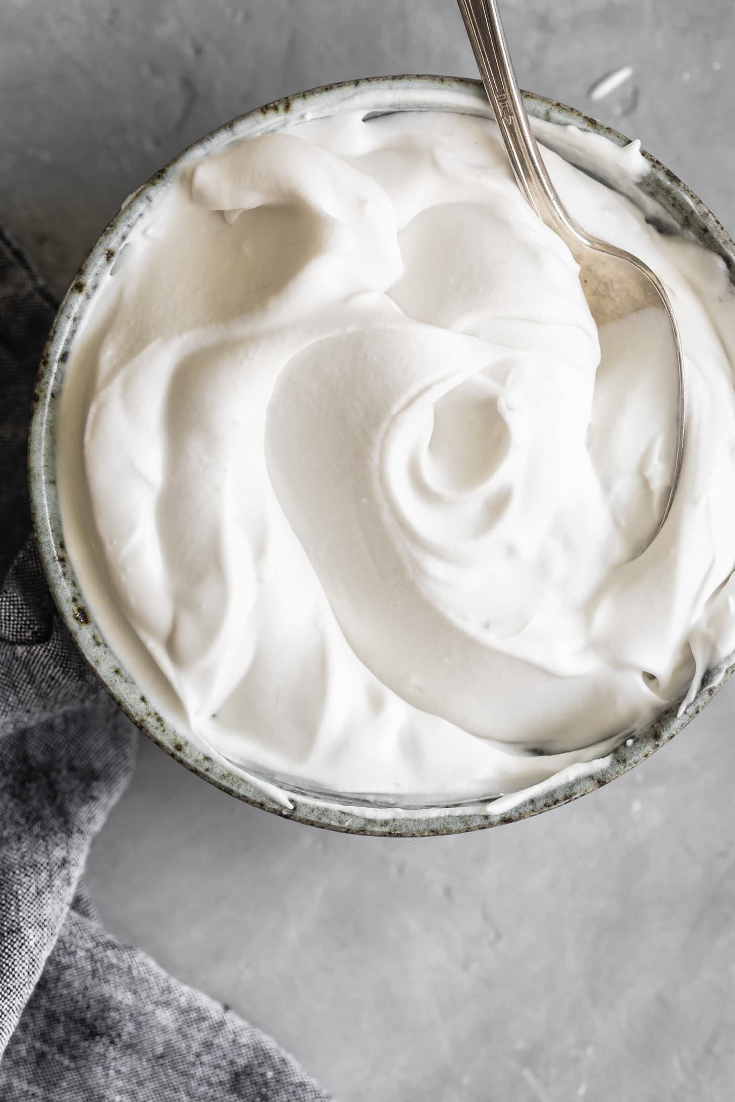 Fluffy Whipped Coconut Cream in a Bowl