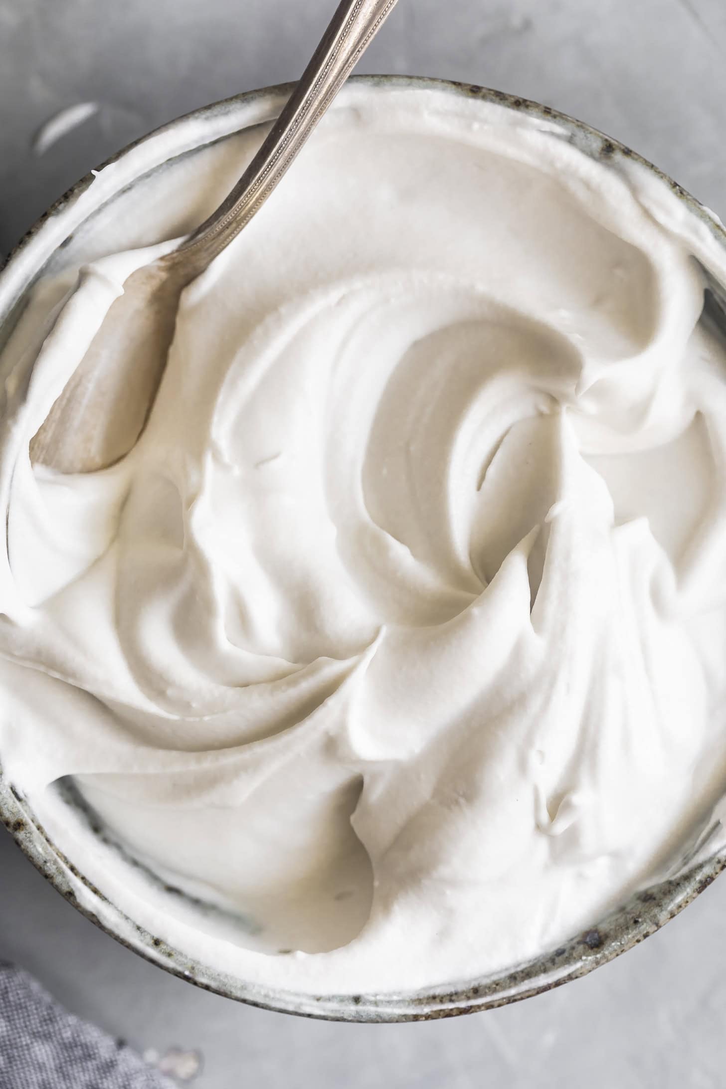 Swirls of Whipped Coconut Cream in a Bowl