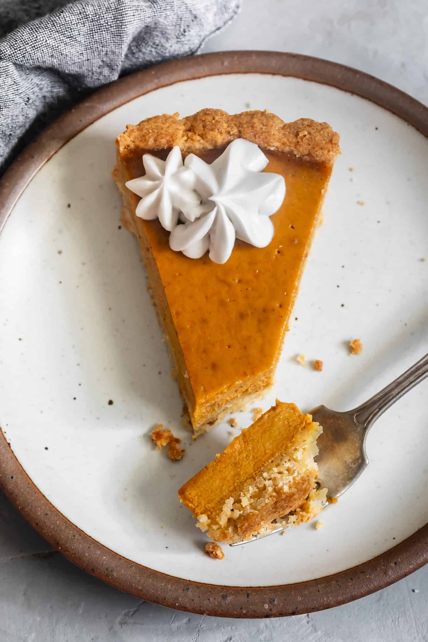 Bite of Gluten-Free Pumpkin Pie in a Tart Pan