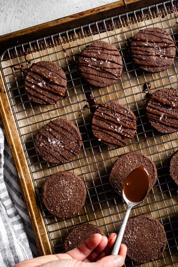 Drizzling Gluten-Free Chocolate Shortbread with Chocolate