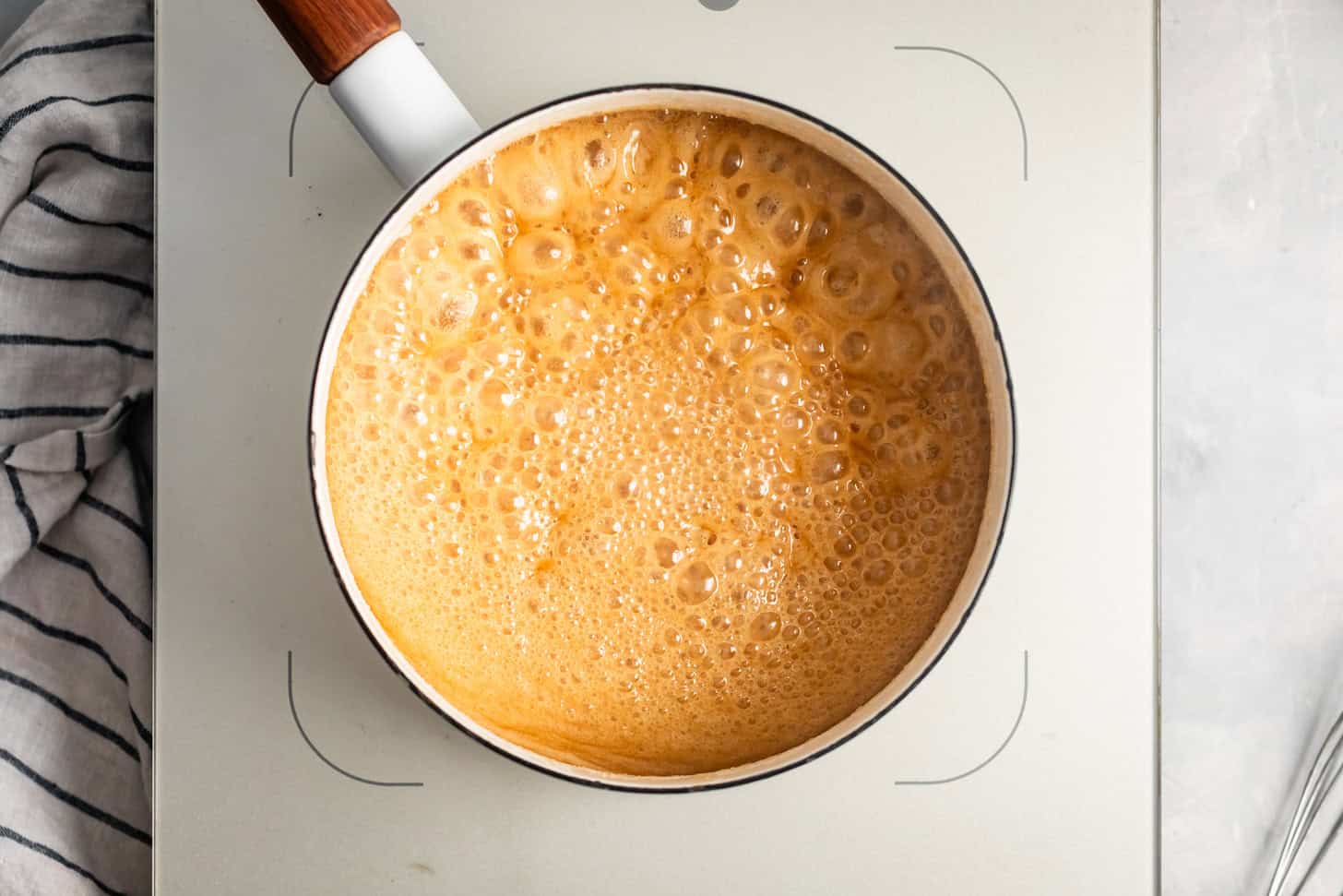Bubbling Caramel for No Bake Peanut Butter Cookies