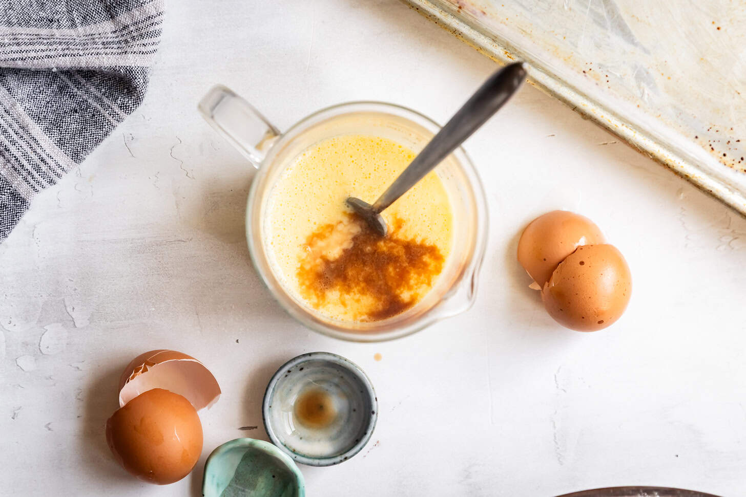 Whisking Baking Soda Vanilla into Buttermilk